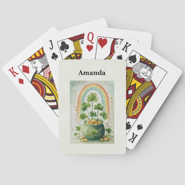 Vintage Pot of Gold and Rainbow Playing Cards (Back)