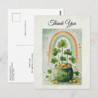 Vintage Pot of Gold and Rainbow Thank You