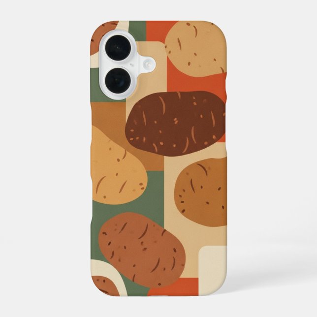 Vintage Potato Pattern iPhone 16 Case (Back)