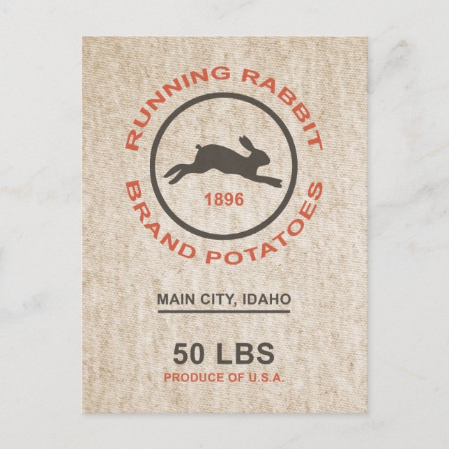 Vintage Potato Sack Postcard (Front)