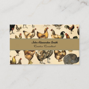 Vintage Poultry of the World Chicken Breed Art Business Card