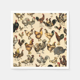 Vintage Poultry of the World Chicken Breed Art Napkin
