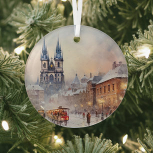 Vintage Prague Ceramic Tile Glass Tree Decoration