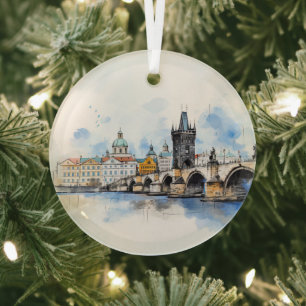 Vintage Prague Ceramic Tile Glass Tree Decoration