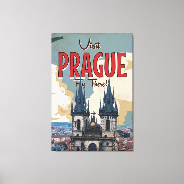 Vintage Prague, Czech Republic Travel Poster Canvas Print (Front)