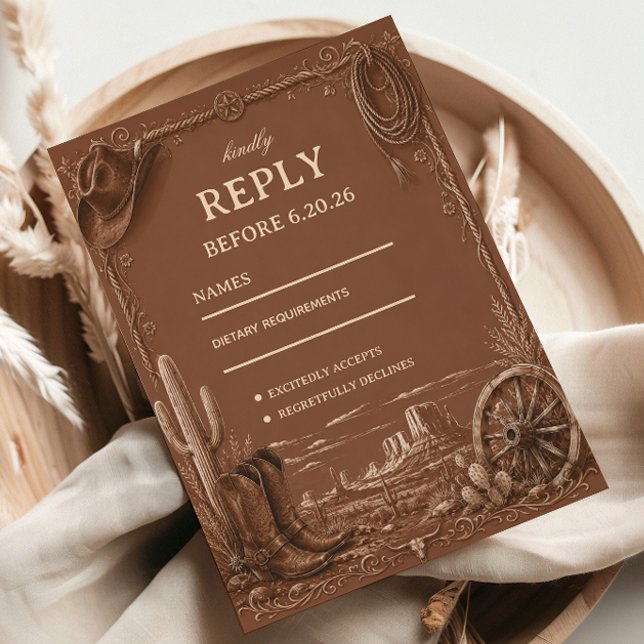 Vintage Prairie Elegant Rustic RSVP Card (Creator Uploaded)