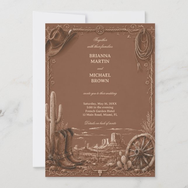 Vintage Prairie Frontier Rustic Invitation (Front)