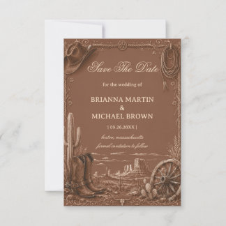 Vintage Prairie Frontier Rustic Western Save The Date