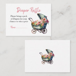 Vintage Pram Baby Shower Diaper Raffle  Enclosure Card