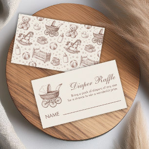 Vintage Pram Calligraphy Baby Shower Diaper Raffle Business Card