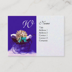 VINTAGE PRAM WITH FLOWERS  BABY SHOWER,pearl paper Business Card