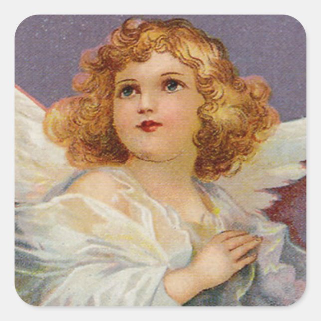 Vintage Praying Angel Square Sticker (Front)