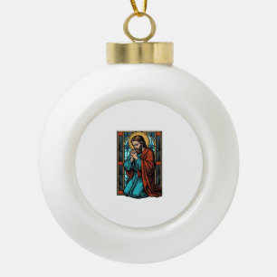 Vintage Praying Religious Figure Vector Shirt Desi Ceramic Ball Christmas Ornament
