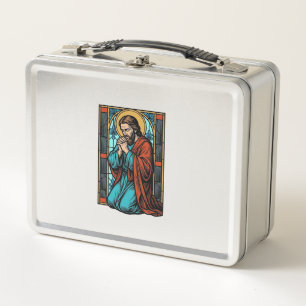 Vintage Praying Religious Figure Vector Shirt Desi Metal Lunch Box