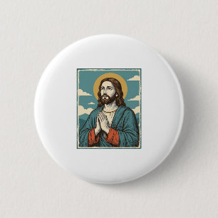 Vintage Praying Savior Religious Shirt Design_1 6 Cm Round Badge