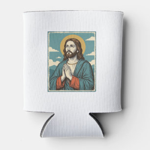 Vintage Praying Saviour Religious Shirt Design_1 Can Cooler