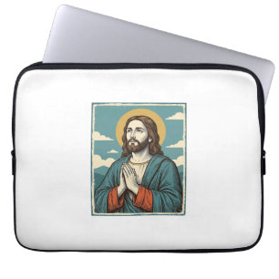 Vintage Praying Saviour Religious Shirt Design_1 Laptop Sleeve