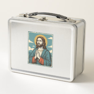 Vintage Praying Saviour Religious Shirt Design_1 Metal Lunch Box