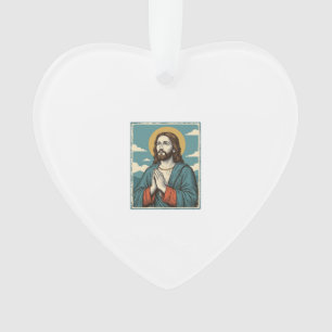 Vintage Praying Saviour Religious Shirt Design_1 Ornament