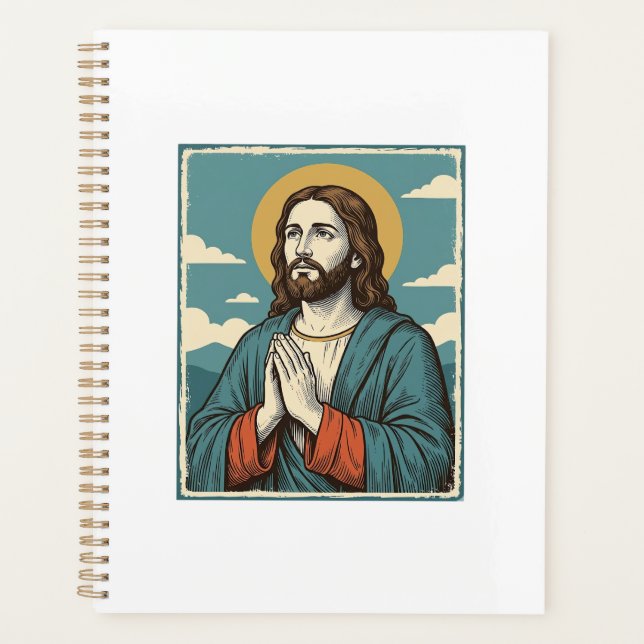 Vintage Praying Saviour Religious Shirt Design_1 Planner (Front)