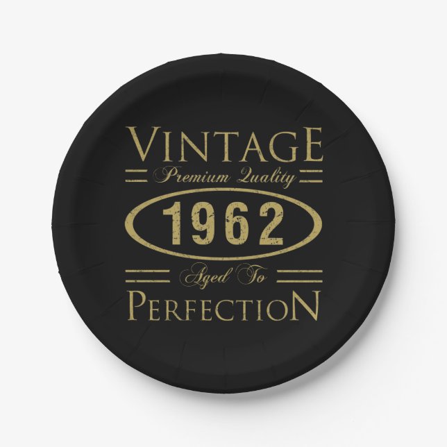 Vintage Premium 1962 60th Birthday Paper Plate (Front)