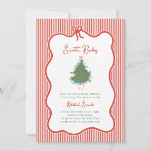 Vintage Preppy Bow Santa Baby Shower Invite