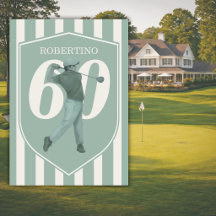 Vintage Preppy Golfer Green White 60th Birthday
