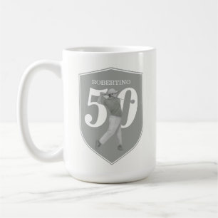 Vintage Preppy Golfer Grey White 50th Birthday Coffee Mug