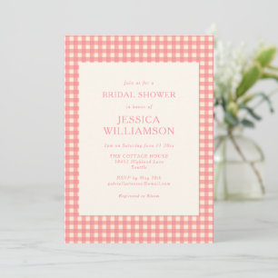 Vintage Preppy Pink Gingham Plaid Bridal Shower Invitation