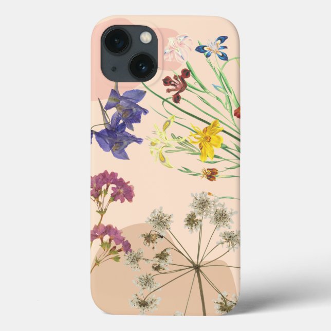 'Vintage Pressed Wildflower Boho' iPhone 13 Case (Back)