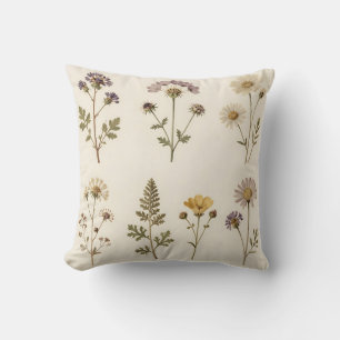 Vintage Pressed Wildflower Botanical Pattern Cushion