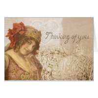 Vintage Pretty Art Deco Lady ' Thinking of You '