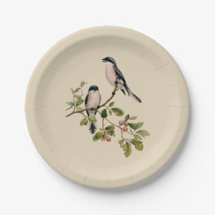 Vintage Pretty Birds on Beige Paper Plate