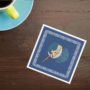 Vintage Pretty Blue Fairy Stockings Blue Moon Napkin
