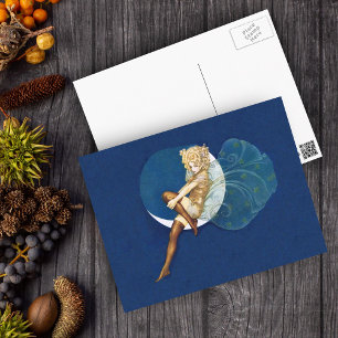 Vintage Pretty Blue Fairy Stockings Blue Moon Postcard