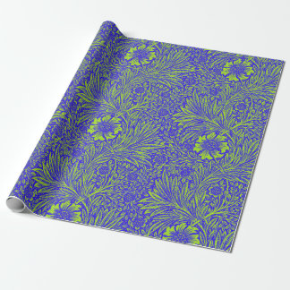 Vintage pretty blue lime green floral pattern wrapping paper