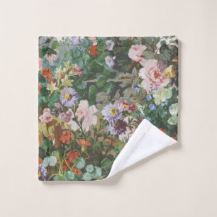 Vintage pretty colourful flowers floral painting bath towel set