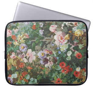 Vintage pretty colourful flowers floral painting laptop sleeve