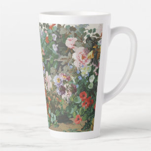 Vintage pretty colourful flowers floral painting latte mug