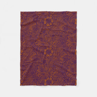 Vintage pretty dark orange purple floral pattern fleece blanket