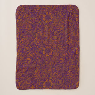 Vintage pretty dark orange purple floral pattern sherpa blanket