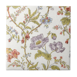 Vintage pretty flower vine floral pattern tile