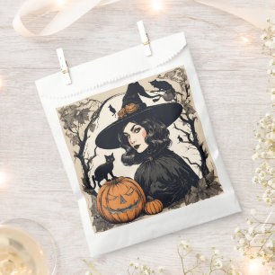 Vintage Pretty Halloween Witch with Black Cats Favour Bags