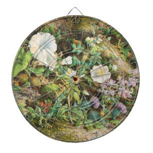 Vintage pretty petunias flowers floral painting dartboard