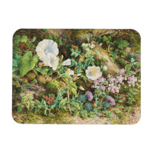 Vintage pretty petunias flowers floral painting magnet