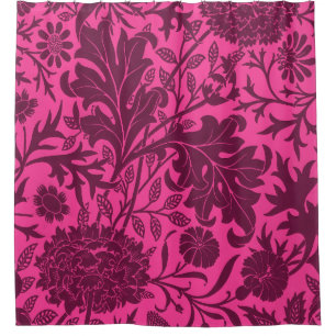 Vintage pretty pink and maroon floral pattern shower curtain
