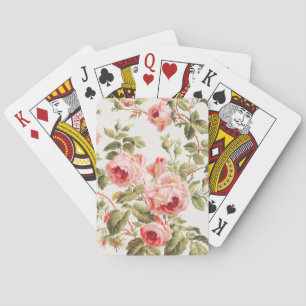 Vintage pretty pink roses floral pattern playing cards