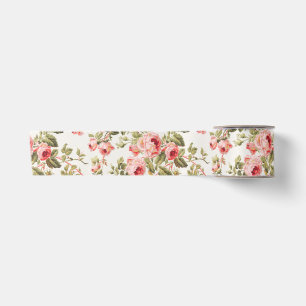 Vintage pretty pink roses floral pattern satin ribbon
