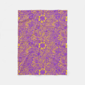 Vintage pretty purple yellow floral pattern fleece blanket