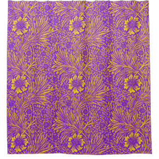 Vintage pretty purple yellow floral pattern shower curtain